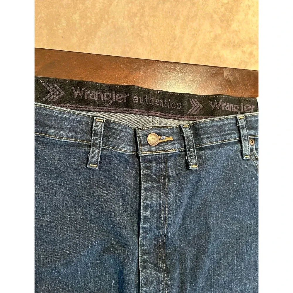Wrangler Authentics Mens Comfort Flex Waist Straight Leg Jeans Dark Wash Denim